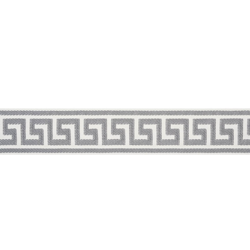 Schumacher Etienne Silk Greek Key Wide Grey Trim Sample 74708
