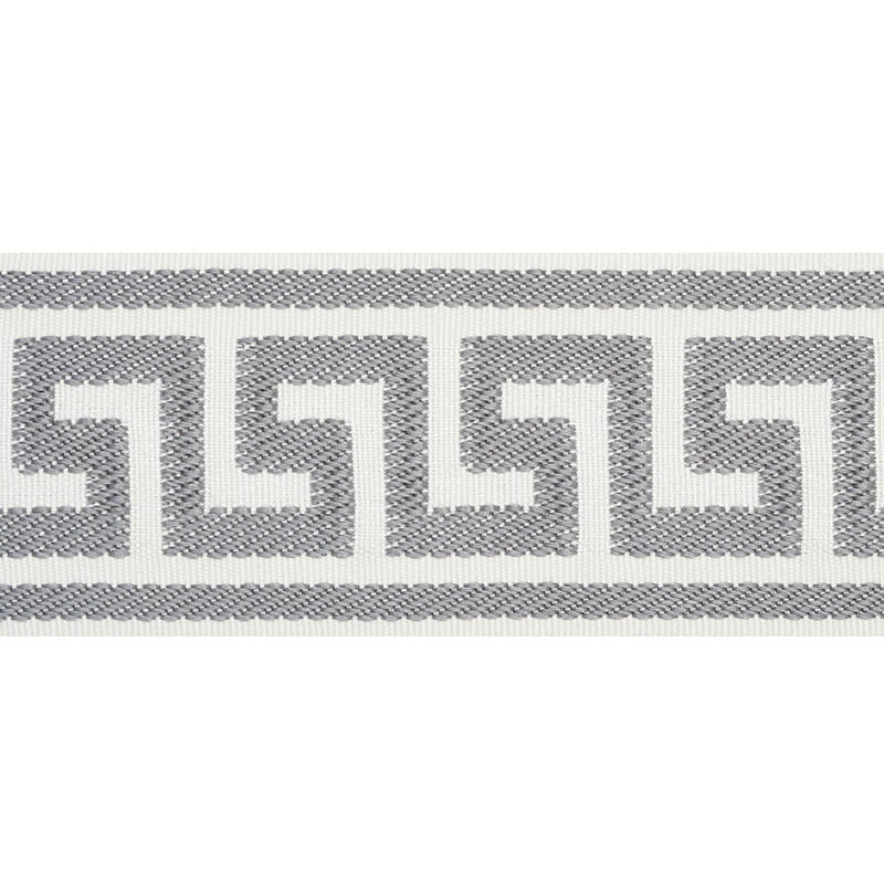 Schumacher Etienne Silk Greek Key Wide Grey Trim Sample 74708