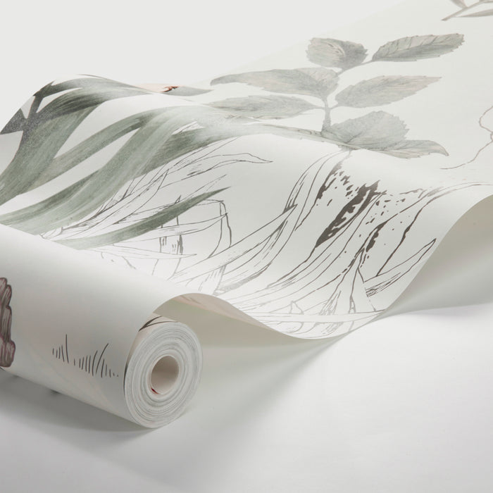 Schumacher Magic Forest Mural Ivory Wallpaper Sample 7481