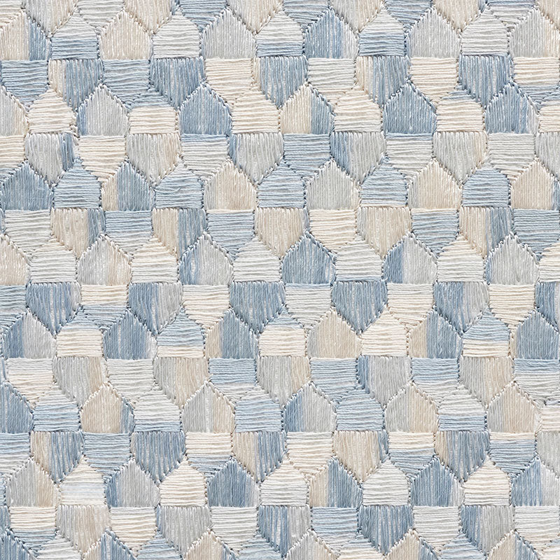 Schumacher Ivins Embroidery Sky Fabric Sample 75121