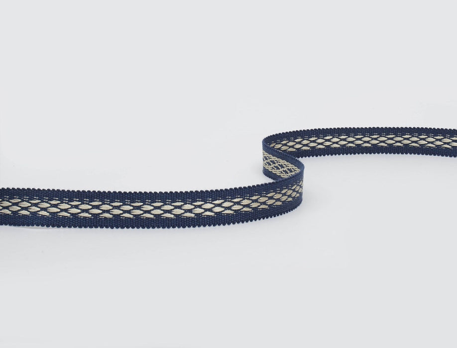 Jim Thompson Ikat Diamonds Tape  Midnight Blue Trim Sample JT030061007
