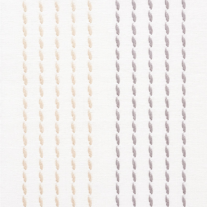Schumacher Running Stitch Charcoal & Sand Fabric Sample 75323