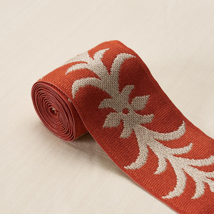 Schumacher Acanthus Tape Terracotta Trim Sample 75449