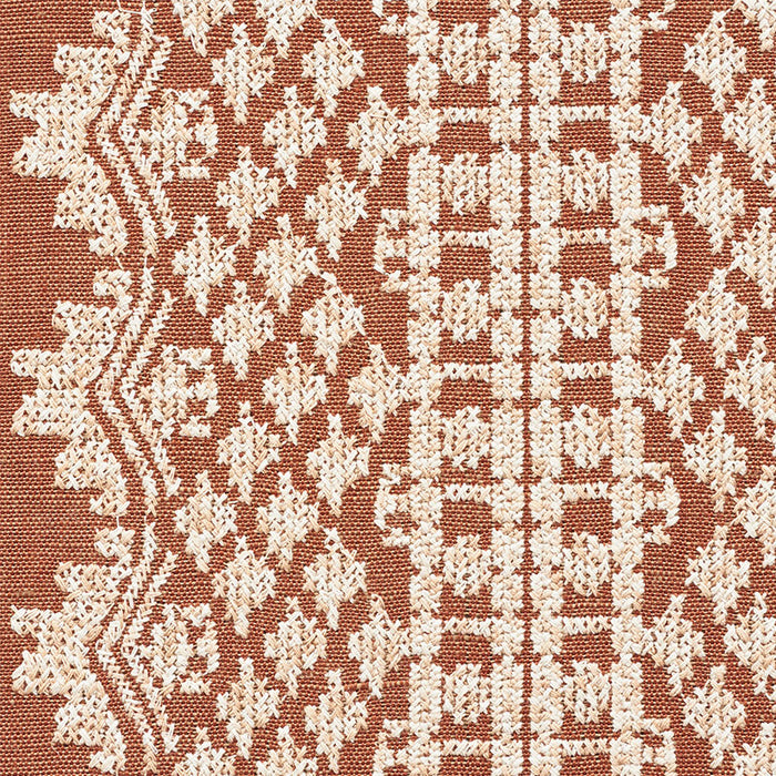 Schumacher Wentworth Embroidery Rust Fabric Sample 75470