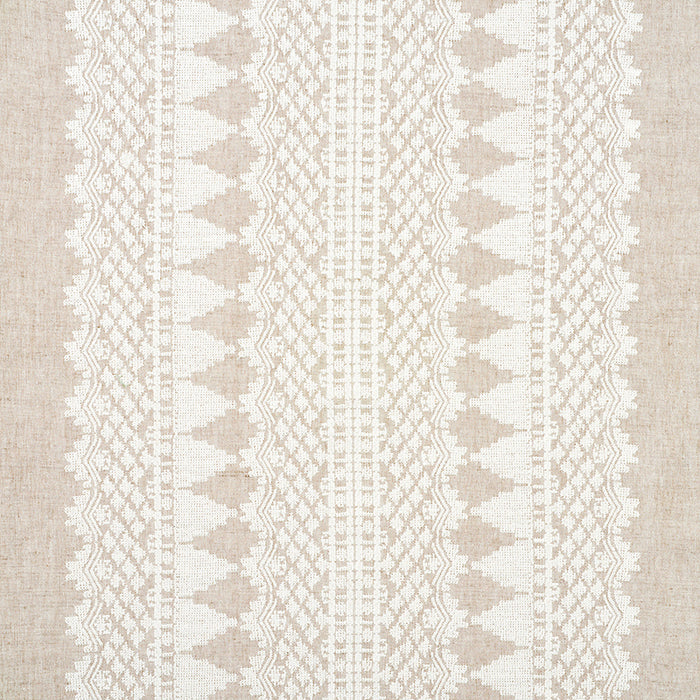 Schumacher Wentworth Embroidery Natural Fabric Sample 75472