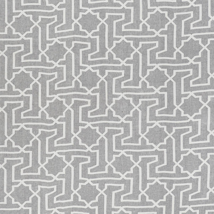 Schumacher Arabesque Maze Sheer Grey Fabric Sample 75870