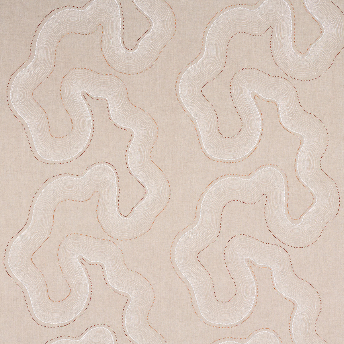 Schumacher Topo Beaded Sheer Natural Fabric 75902
