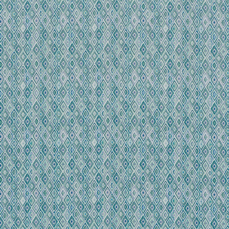 Schumacher Diamond Strie Indoor/Outdoor Peacock Fabric 75920