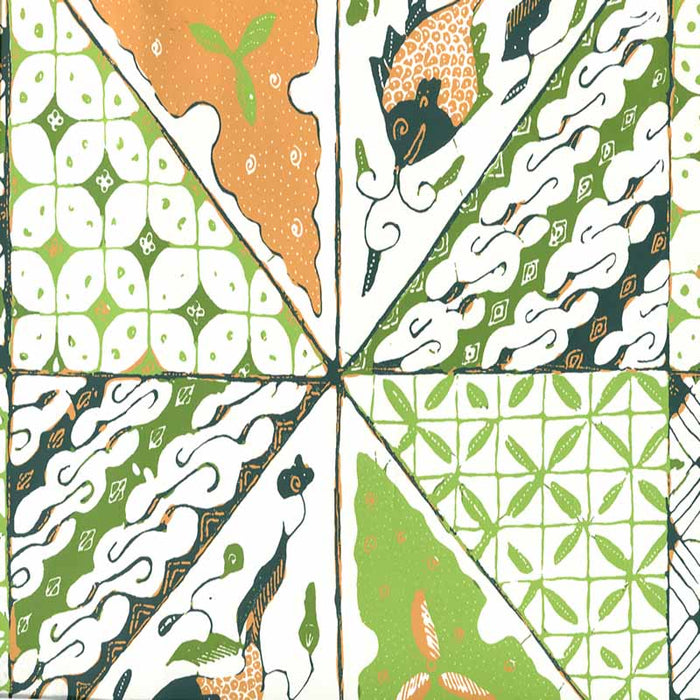 China Seas Sunnyjim Batik Multi Greens Tan Wallpaper Sample 7620WP-02AWP