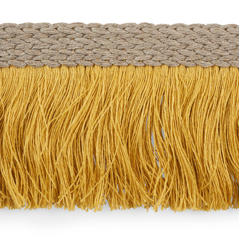 Schumacher Braided Linen Fringe Gold Trim Sample 76263
