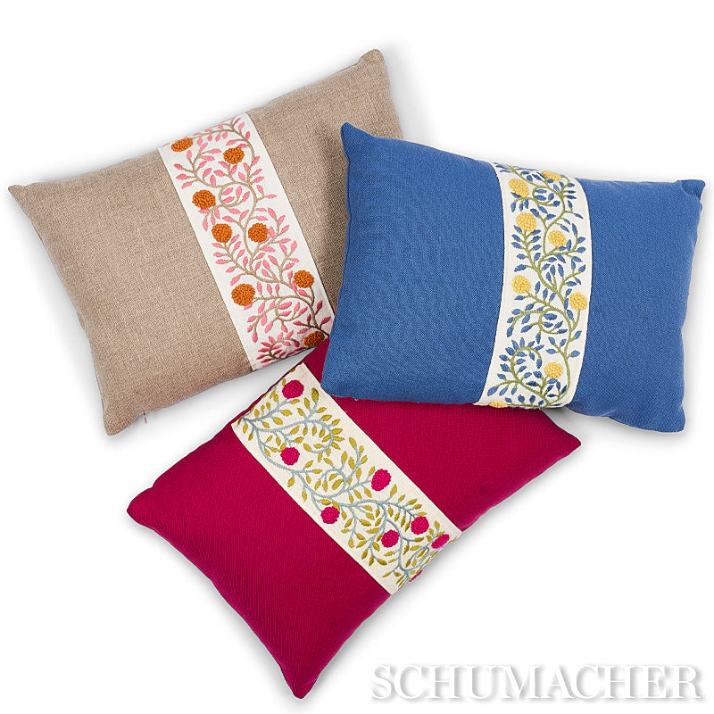 Schumacher Ashoka Tape Magenta & Leaf Trim 76293
