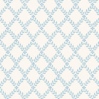 Schumacher Trellis Leaves Blue Wallpaper 7672