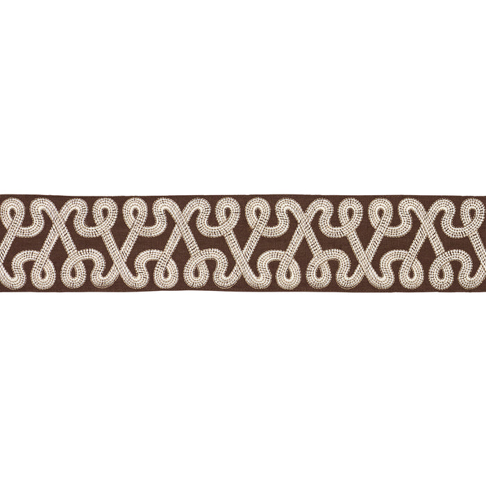 Schumacher Freeform Embroidered Tape Chocolate Trim Sample 76736
