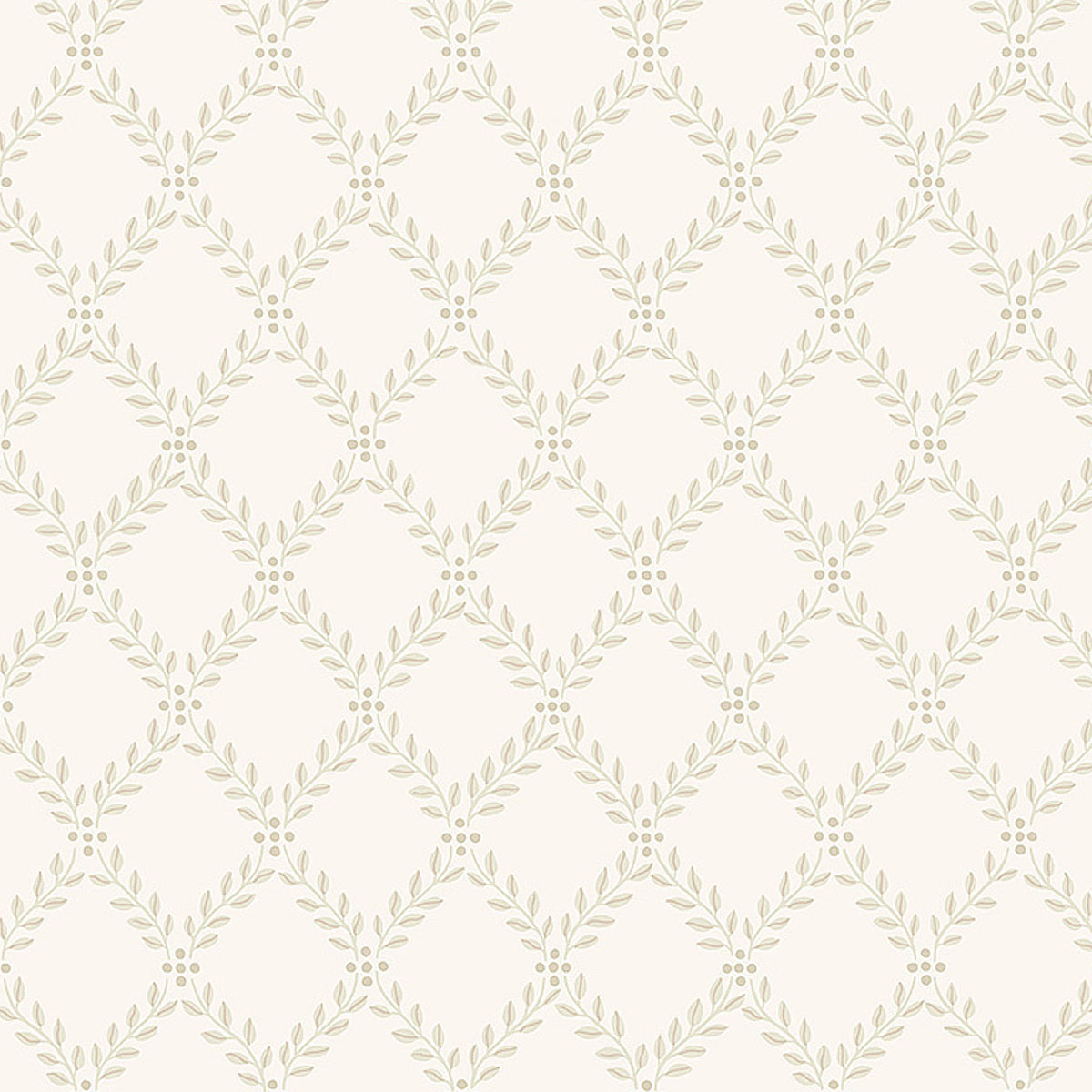 Schumacher Trellis Leaves Natural Wallpaper Sample 7673