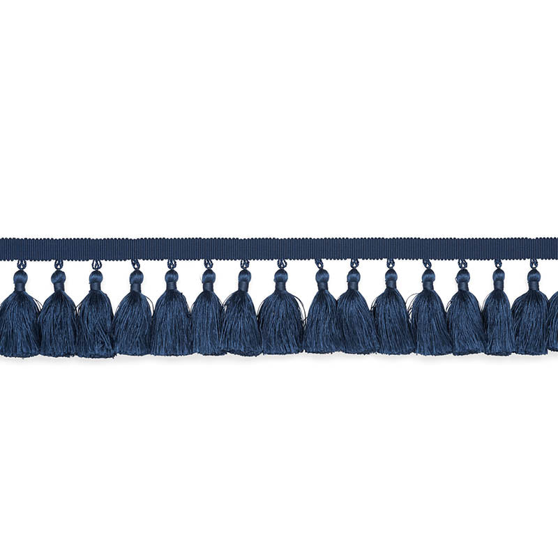 Schumacher Valentin Silk Tassel Navy Trim Sample 76804