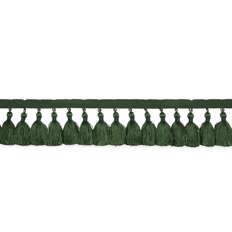 Schumacher Valentin Silk Tassel Emerald Trim Sample 76806
