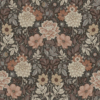 Schumacher Dahlia Garden Brown Wallpaper 7689