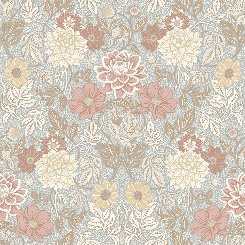 Schumacher Dahlia Garden Multi Wallpaper Sample 7692