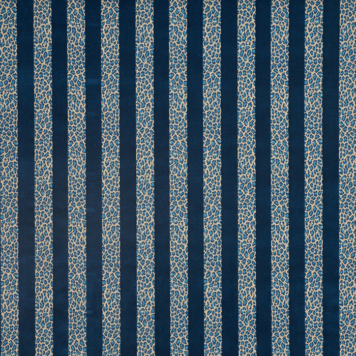 Schumacher Guepard Stripe Velvet Mediterranean Fabric 77140