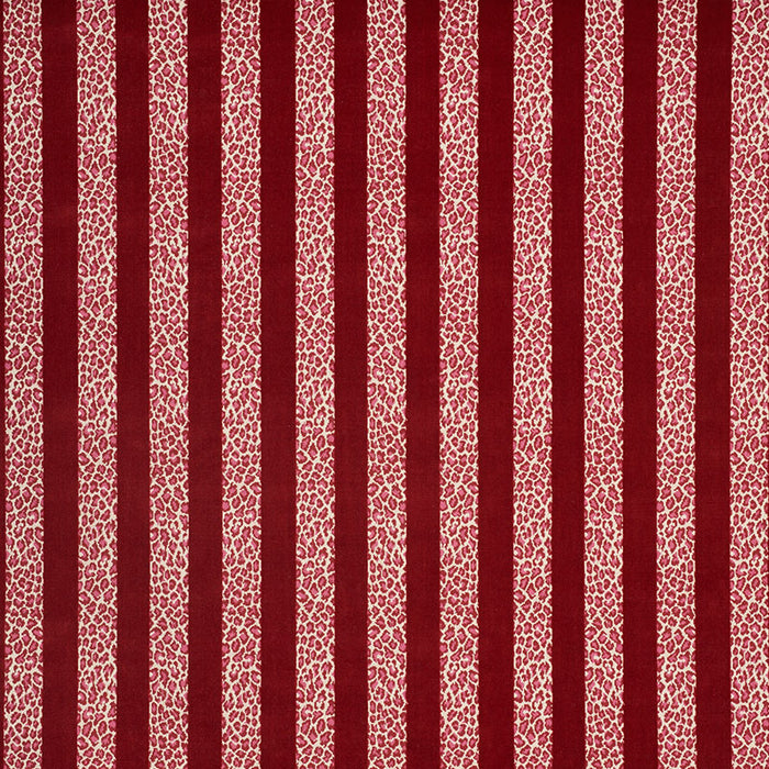 Schumacher Guepard Stripe Velvet Red Fabric 77143
