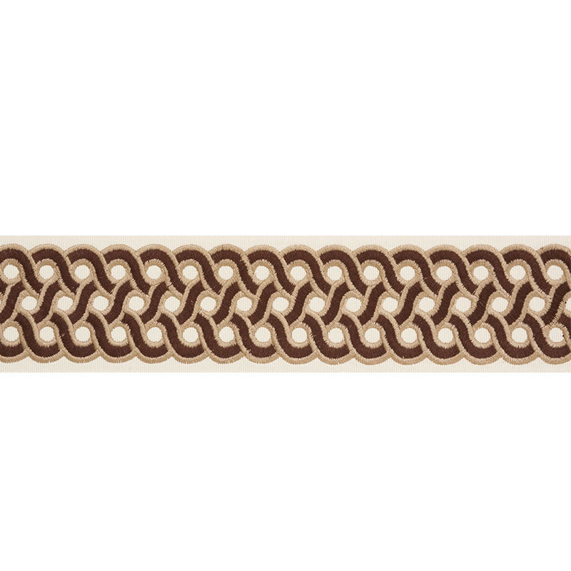 Schumacher Mandeville Tape Chestnut Trim Sample 77151