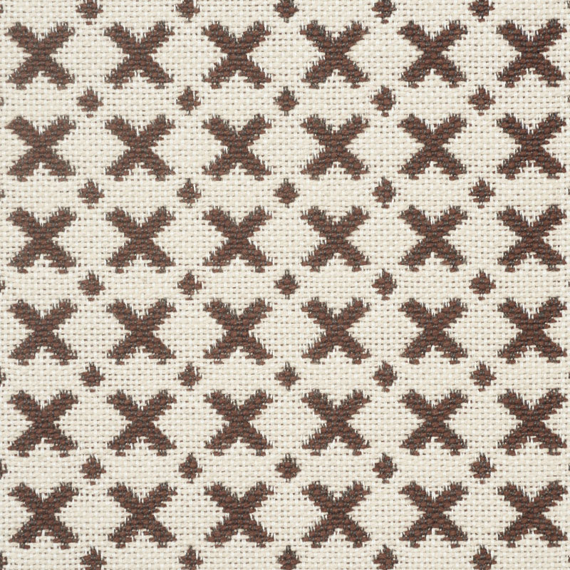 Schumacher Elias Brown & Ecru Fabric Sample 77202