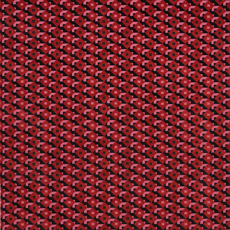 Schumacher Dazzle Ship Velvet Pink & Black Fabric Sample 77240