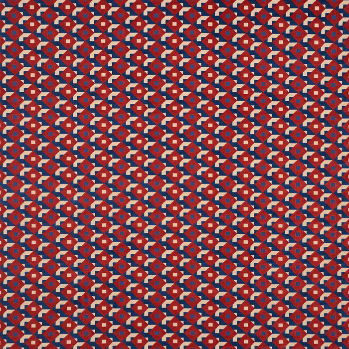 Schumacher Dazzle Ship Velvet Blue & Red Fabric 77241
