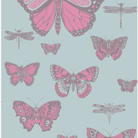 Cole & Son Butterflies & Dragonflies Pink On Blue Wallpaper 103/15062.CS.0