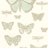 Cole & Son Butterflies & Dragonflies Duck Egg Ivry Wallpaper 103/15065.CS.0