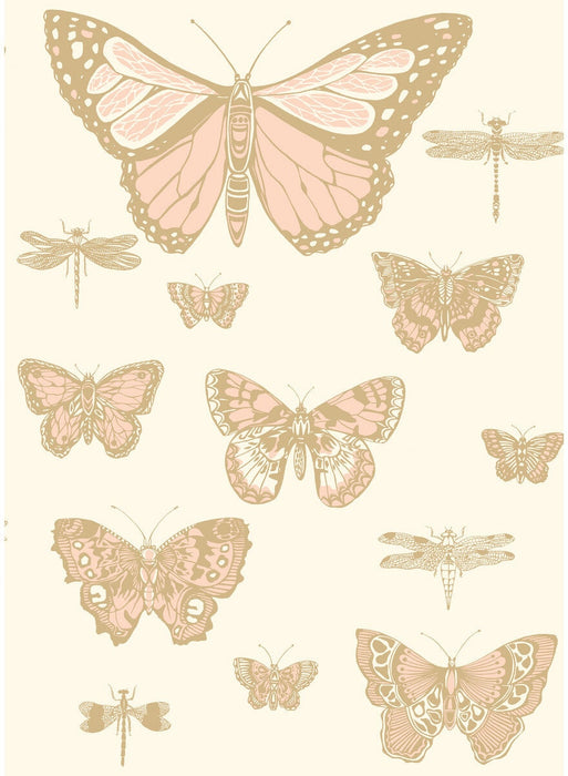 Cole & Son Butterflies & Dragonflies Pink On Ivry Wallpaper 103/15066.CS.0