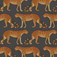 Cole & Son Leopard Walk Charcoal & Orange Wallpaper 109/2008.CS.0