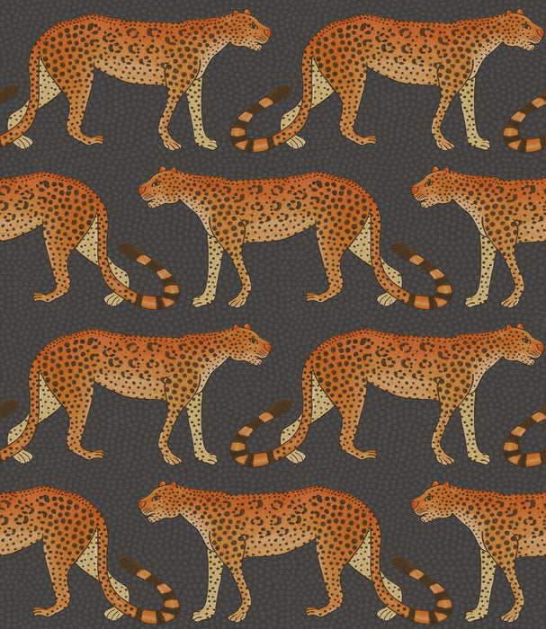 Cole & Son Leopard Walk Charcoal & Orange Wallpaper 109/2008.CS.0