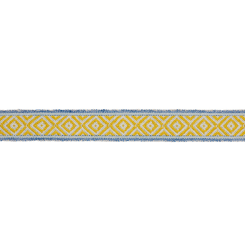 Schumacher Larson Handwoven Tape Yellow & Blue Trim Sample 77460