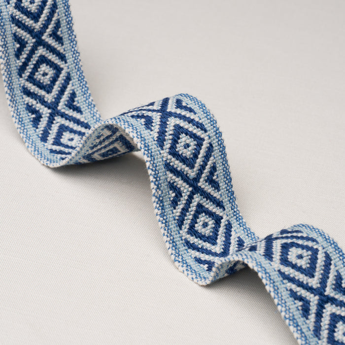 Schumacher Larson Handwoven Tape Indigo Trim Sample 77463