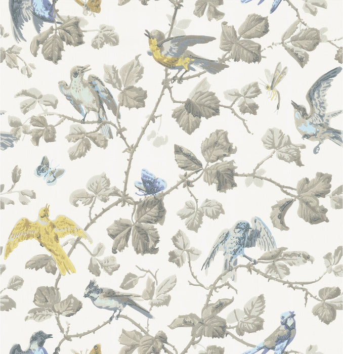 Cole & Son Winter Birds Yellow & Grey Wallpaper 100/2008.CS.0