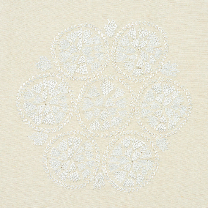 Schumacher Isla Hand Embroidery Ivory Fabric Sample 77491
