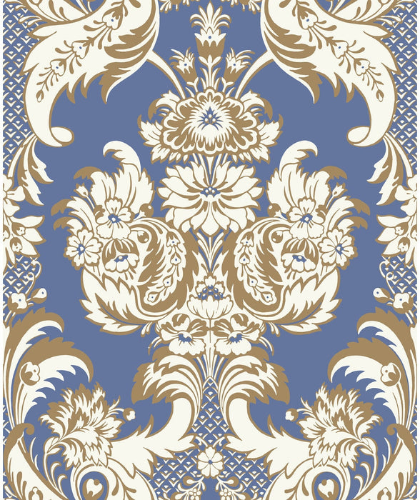Cole & Son Wyndham Blue And Gold Wallpaper 94/3016.CS.0