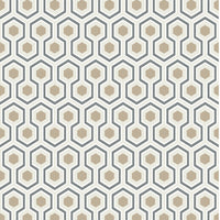 Cole & Son Hicks Hexagon Gilver/Wt/Bk Wallpaper 95/3016.CS.0