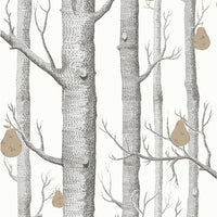 Cole & Son Woods & Pears Blk/Wht/Brnz Wallpaper 95/5027.CS.0