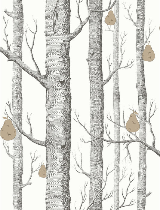 Cole & Son Woods & Pears Blk/Wht/Brnz Wallpaper 95/5027.CS.0