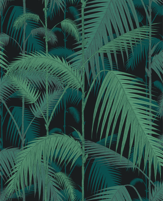 Cole & Son Palm Jungle Viri/Pet On Blk Fabric F111/2004V.CS.0
