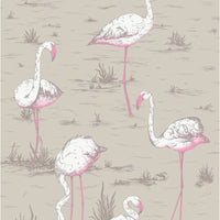 Cole & Son Flamingos Wht/Fuch On Tup Fabric F111/3011L.CS.0