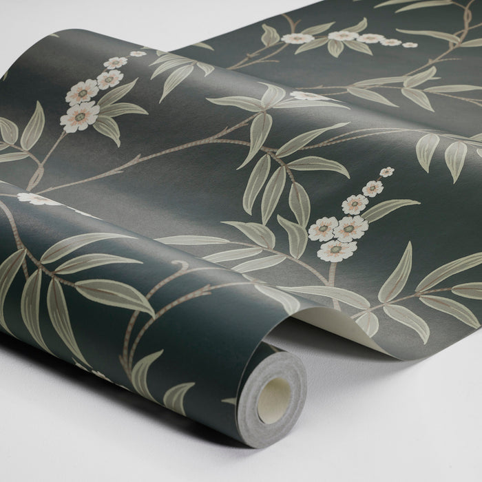 Schumacher Floral Tree Spruce Wallpaper Sample 7765