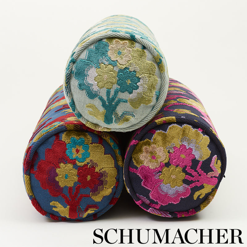 Schumacher Jennie Velvet Blue & Red Fabric 77741