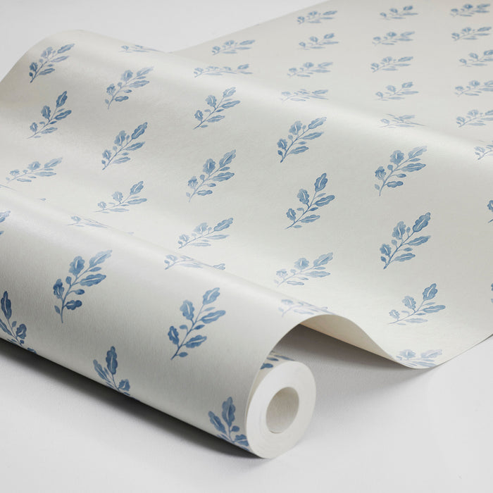 Schumacher Little Oak Blue Wallpaper 7775
