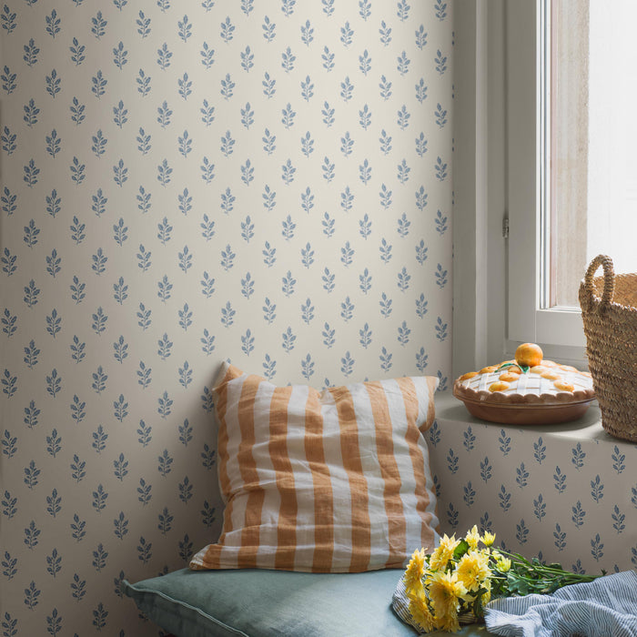 Schumacher Little Oak Blue Wallpaper 7775