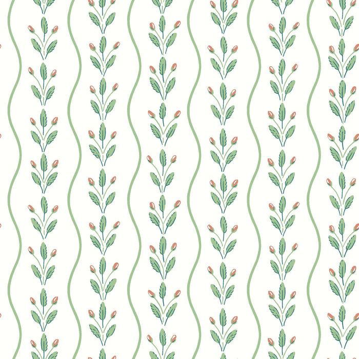 Schumacher Flower Buds Green Wallpaper Sample 7778