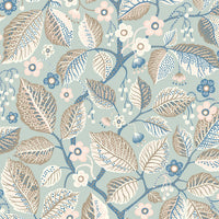 Schumacher Elm Tree Blue And Pink Wallpaper 7785