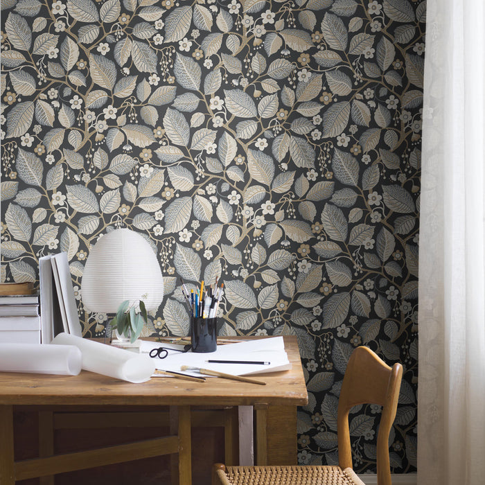 Schumacher Elm Tree Charcoal And Neutral Wallpaper 7786